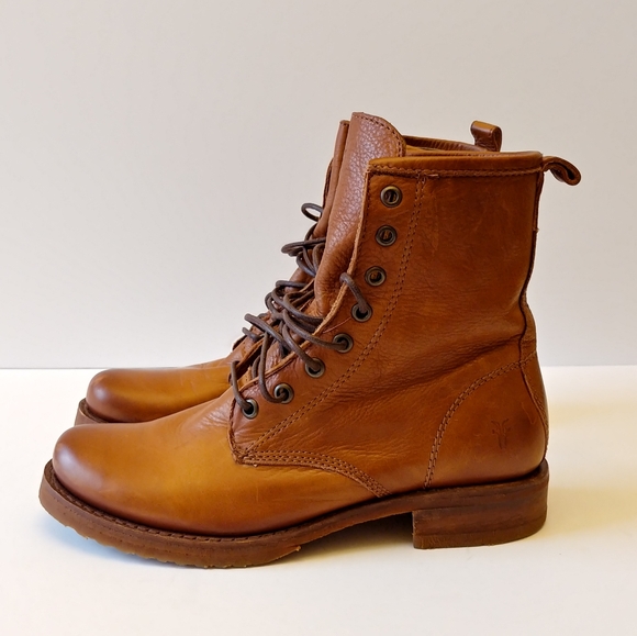 Frye Shoes Frye Veronica Combat Lace Up Boots Camel Brown Poshmark